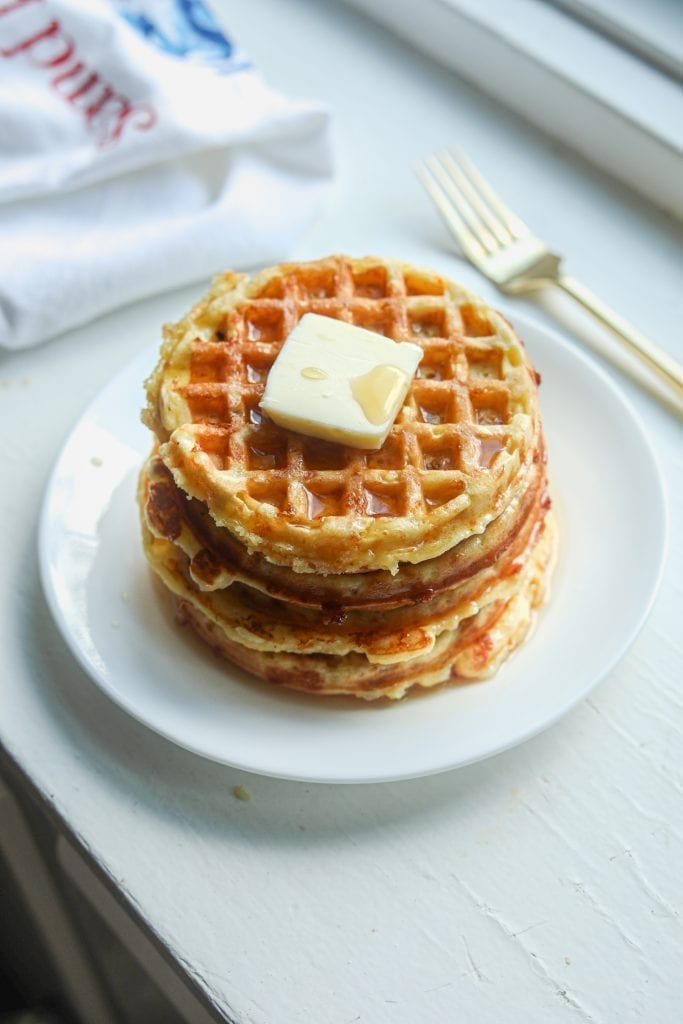 Keto chaffle waffles on a plate