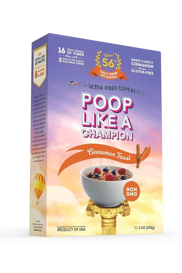 A box of poop like a champion cereal.