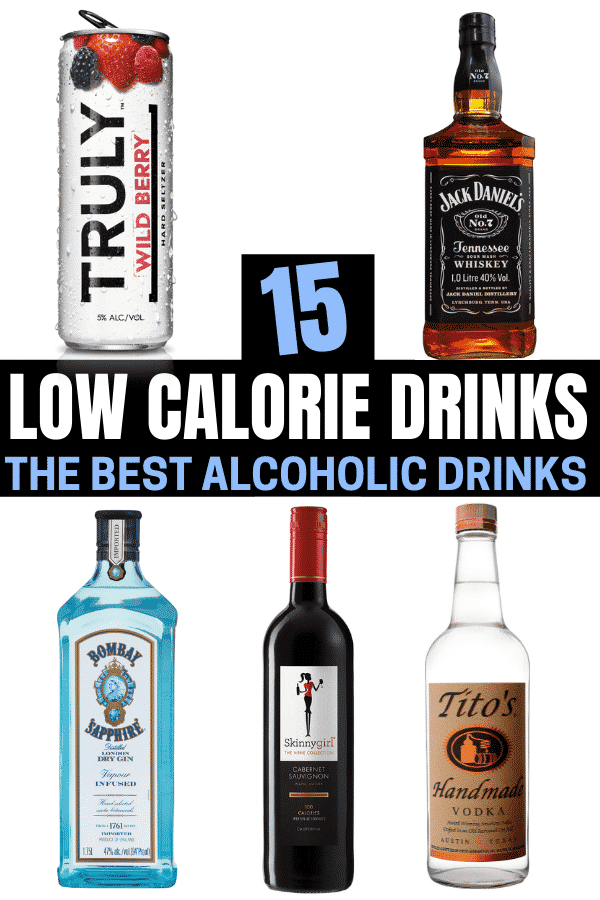 A compilation of 5 different low calorie drinks.