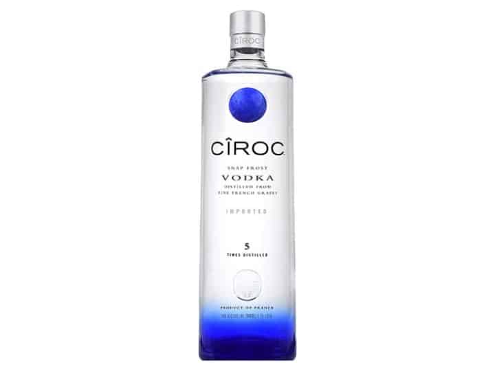 A bottle of Ciroc frost vodka.