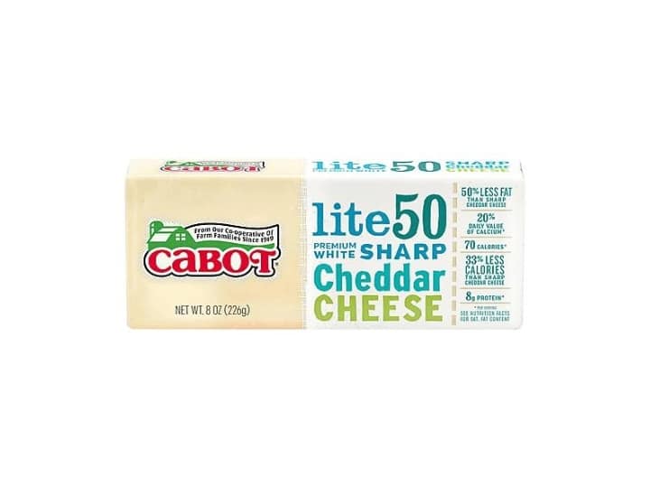 Cabot lite 50 shard cheddar cheese.