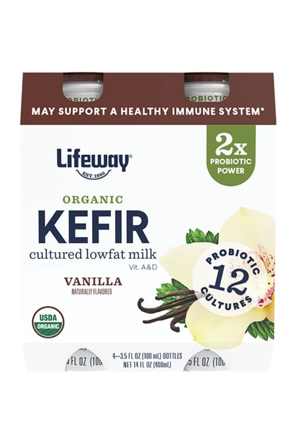 A package of Lifeway kefir organic cultured lowfat milk.