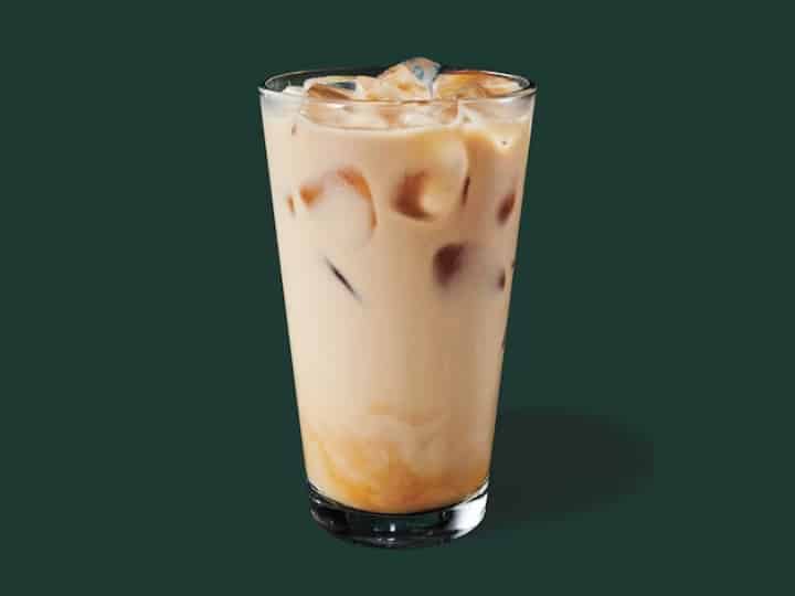 A cup of starbucks Sugar-Free Blonde Vanilla Latte.