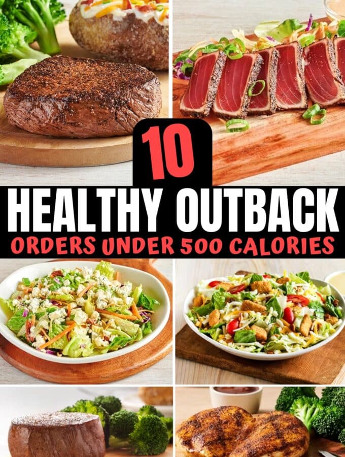 A bunch of outback healthy menu items.