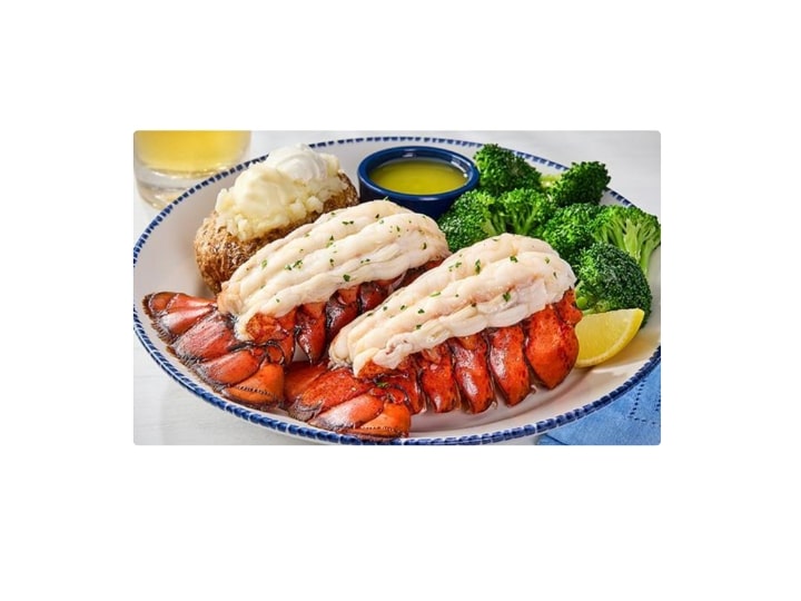 Two pieces of Red Lobster main tails on a plate.