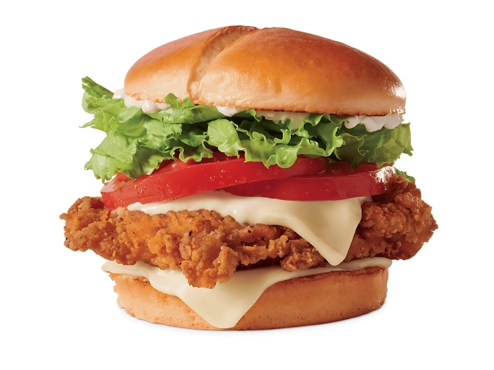 A crispy spicy chicken sandwich.