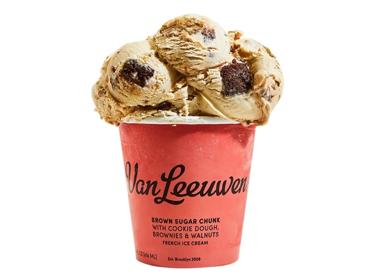 An image of Van Leeuwen's Brown Sugar Chunk french ice cream on a white background.