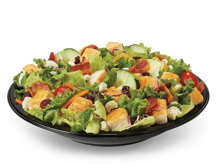 An image of Culver's Cranberry Bacon Bleu Salad with Grilled Chicken on a white background.