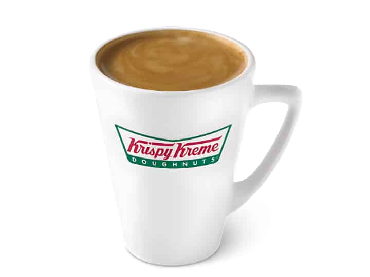 An image of an americano from Krispy Kreme in a ceramic mug on a white background.