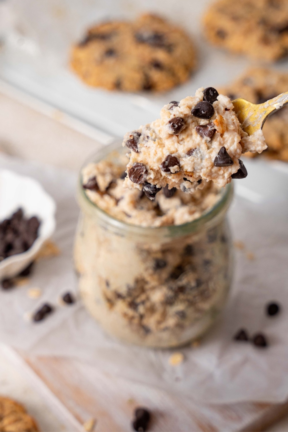 A spoonful of cottage cheese cookie dough.
