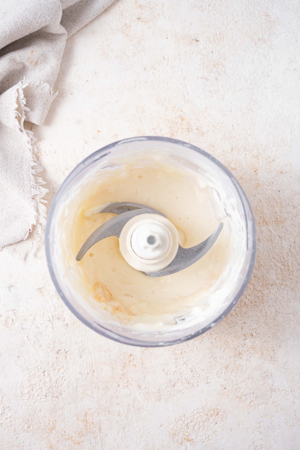 Cottage cheese cookie dough mix blended in a food processor.